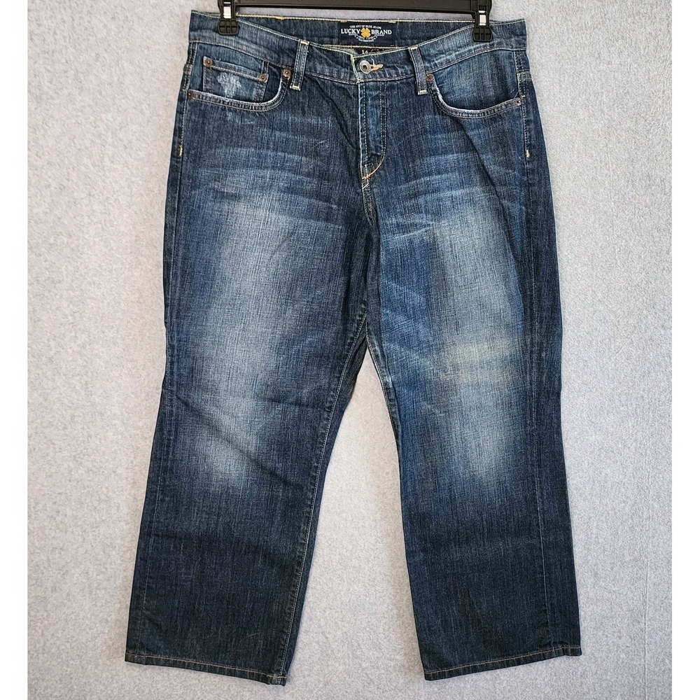 Lucky Brand Jeans Womens 14/32 Blue Denim Dark Wash Easy Rider Crop 34x26 Casual